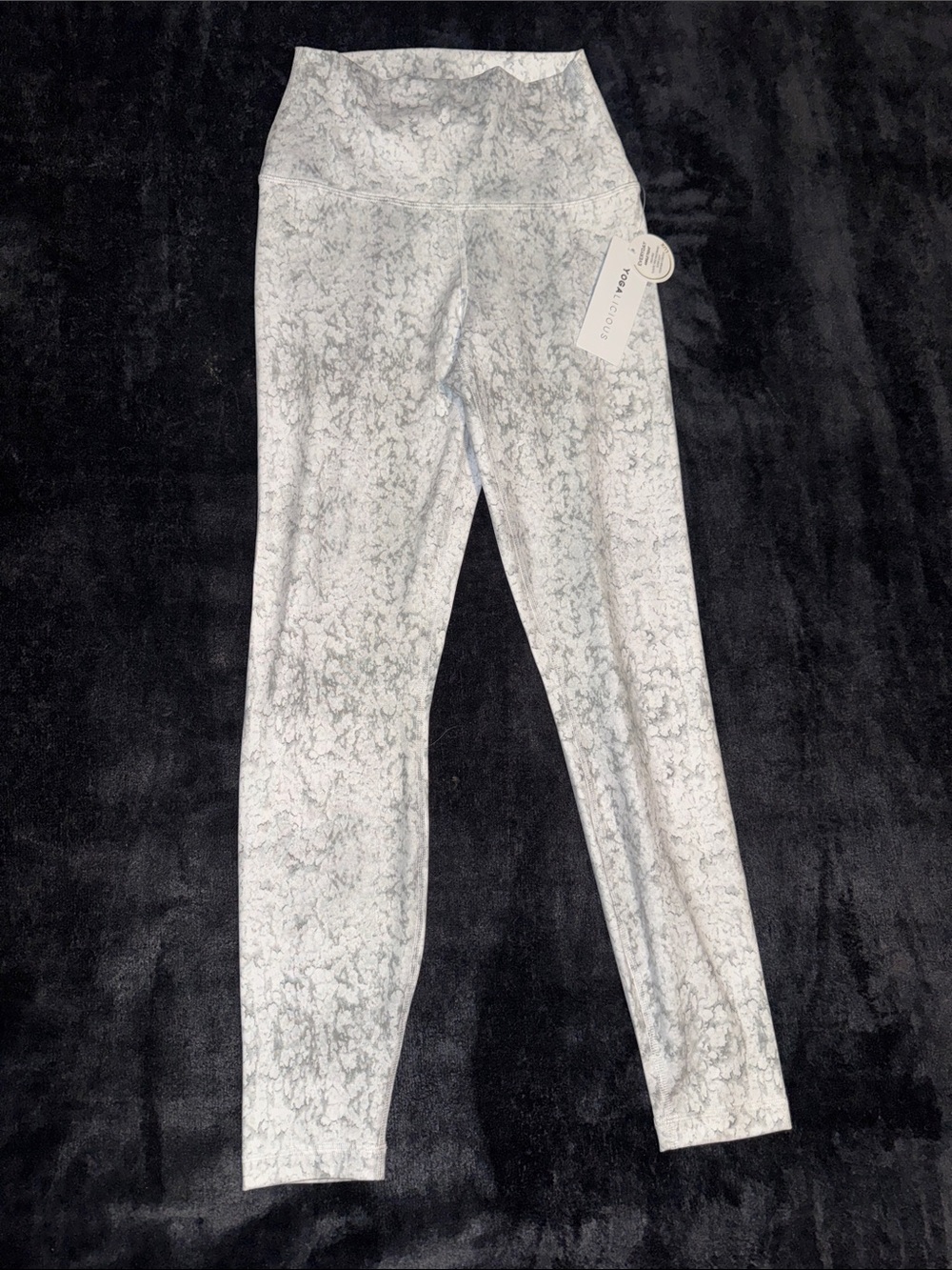 Yogalicious White Gray Marble Print High-Waist Leggings